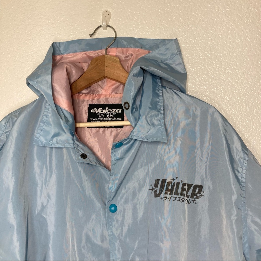 Valeza Streetwear Anime Jacket XXL Blue Pink Windbreaker Hooded Japanese - Picture 4 of 16